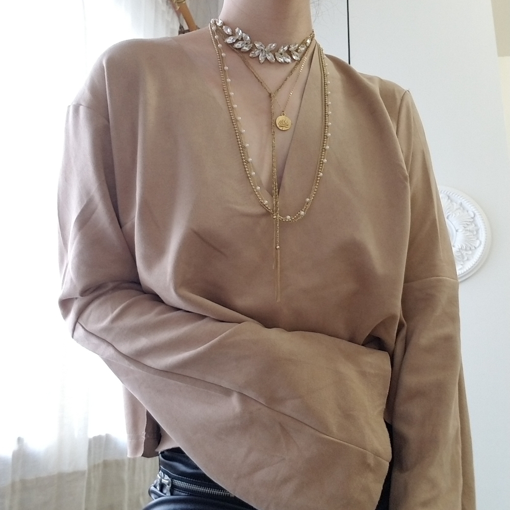 Faux suede top
